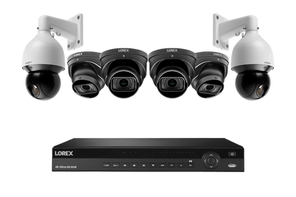 Lorex Nocturnal 4 4K (16 Camera Capable) 4TB NVR System with 4 Smart IP Dome Cameras and 2 Pan Tilt Zoom IP Cameras - Black
