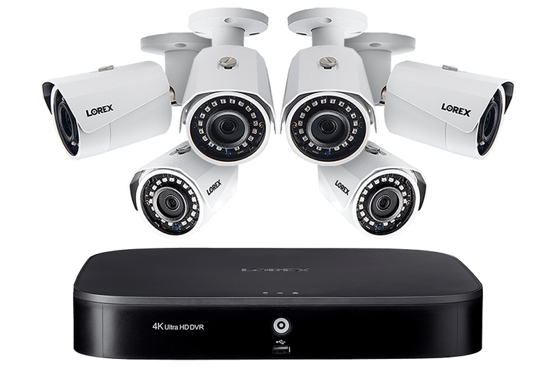 HD Camera System with 8-Channel 4K DVR and Six 1080p HD Metal Outdoor Cameras, 150FT Night Vision