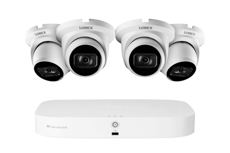 Lorex Fusion 4K 16-Camera Capable (8 Wired + 8 Wi-Fi) 2TB NVR System with IP Dome Cameras featuring Listen-In Audio - White 4