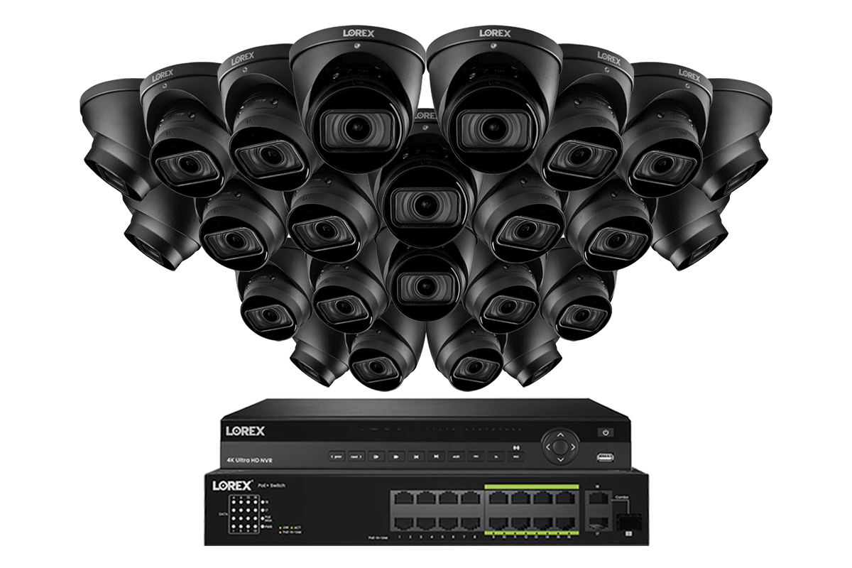 Lorex 4K (32 Camera Capable) Wired NVR System with Nocturnal 3 Smart IP Dome Cameras Featuring Motorized Varifocal Lens and 30FPS Recording