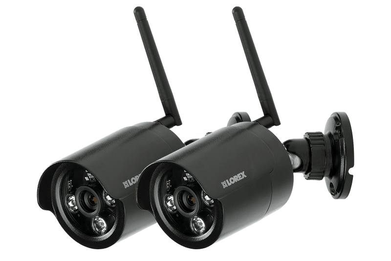 Black wireless cameras with night vision (2-pack)