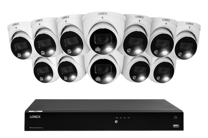 Lorex Fusion 4K 16-Channel 3TB Wired NVR System with Dome Cameras Featuring Smart Deterrence and 2-Way Audio