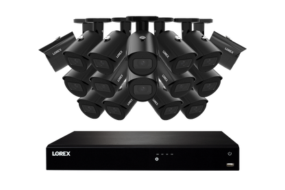 Lorex Fusion NVR with A20 (Aurora Series) IP Bullet Cameras - 4K 16-Channel 4TB Wired System - Black 16
