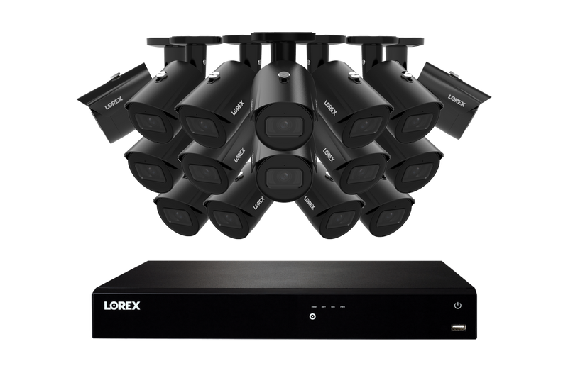 Lorex Fusion NVR with A20 (Aurora Series) IP Bullet Cameras - 4K 16-Channel 4TB Wired System - Black 16