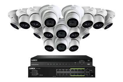 Lorex 4K (32 Camera Capable) Wired NVR System with Nocturnal 3 Smart IP Dome Cameras Featuring Listen-In Audio and 30FPS Recording