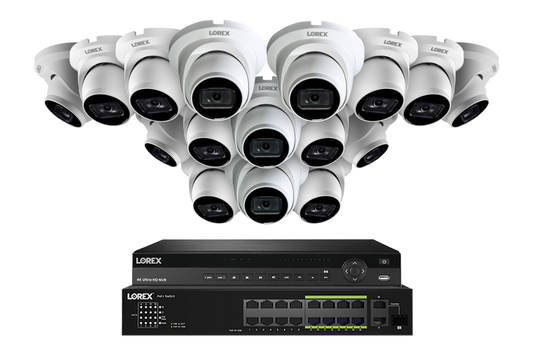 Lorex 4K (32 Camera Capable) Wired NVR System with Nocturnal 3 Smart IP Dome Cameras Featuring Listen-In Audio and 30FPS Recording