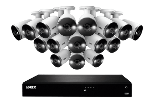 16-Channel 4K Ultra HD Fusion NVR IP System with 16 Smart Deterrence Cameras