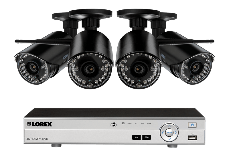 Wireless Security Camera System with 8 Channel 4K DVR and 4 HD 720p Wireless Cameras