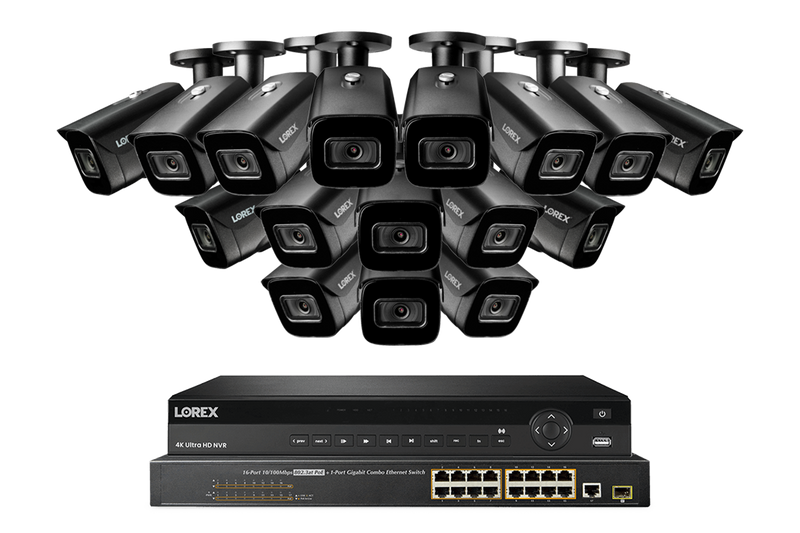 32-Channel NVR System with Sixteen 4K (8MP) Smart IP Motorized Optical Zoom Security Cameras and Real-Time 30FPS Recording