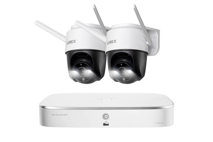 Lorex Fusion 4K 16 Camera Capable (8 Wired and 8 Wi-Fi) 2TB NVR System with Two 2K Pan-Tilt Outdoor Wi-Fi Cameras
