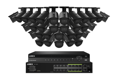 Lorex NVR with A20 (Aurora Series) IP Bullet Cameras - 4K 32-Channel 8TB Wired System - Black 32