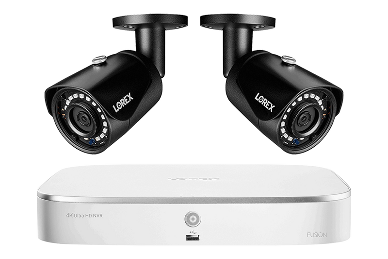 2K IP Security Camera System with 8-Channel NVR and 2 Outdoor 5MP Black Cameras