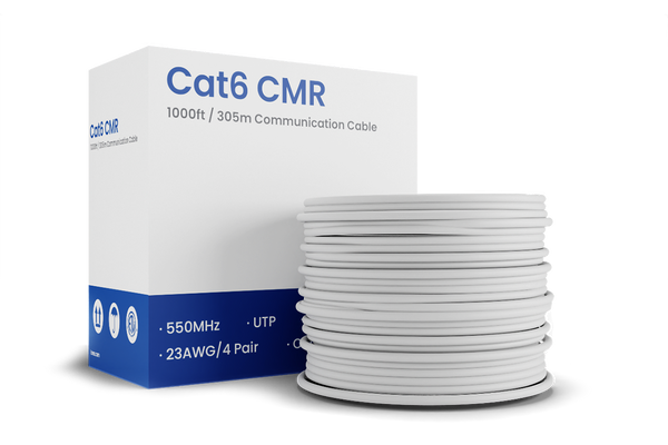 1,000ft Bulk Cat6 UTP Ethernet Cable, 23AWG CMR/FT4 for IP connectivity (FREE Shipping)