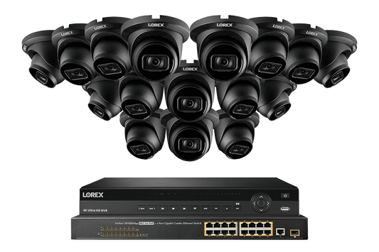 Lorex 4K (32 Camera Capable) Wired NVR System with Nocturnal 3 Smart IP Dome Cameras Featuring Listen-In Audio and 30FPS Recording