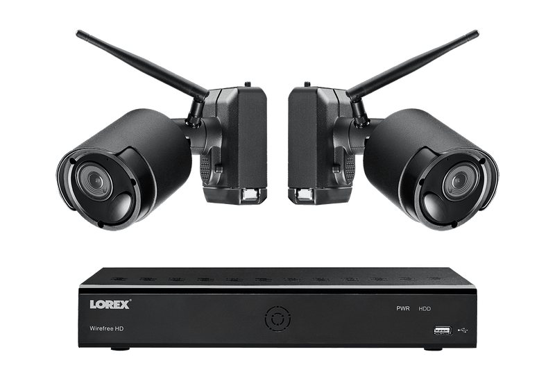 1080p Wire Free Camera System with Two Battery Powered Metal Cameras, 65ft Night Vision, Two-Way Audio, and a 1TB Hard Drive