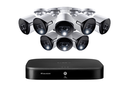 Lorex 4K 8-Channel Wired DVR System with Eight 2K Active Deterrence Bullet Cameras