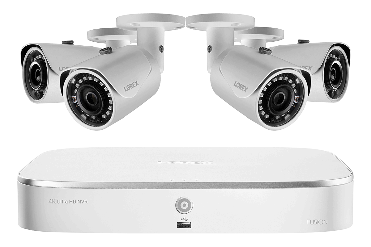 2K HD 8-Channel IP Security System with Four 5MP Cameras and Smart Home Voice Control