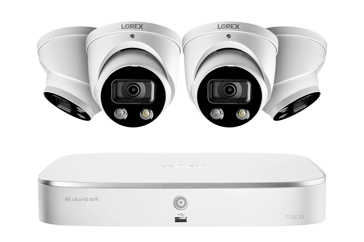 8-Channel 4K Fusion NVR System with 4 Smart Deterrence 4K (8MP) IP Dome Cameras