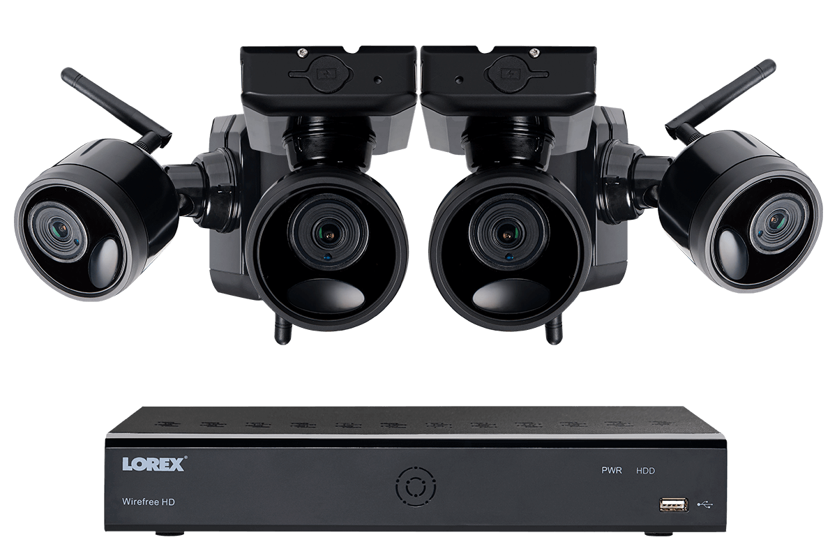 1080p Outdoor Wireless Camera System, 4 Rechargeable Wire Free Battery Powered Black Cameras, 75ft Night Vision, 1TB Hard drive, No Monthly Fees 