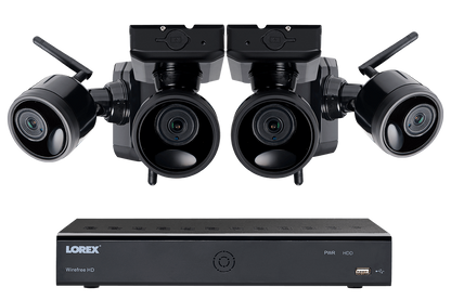 1080p Outdoor Wireless Camera System, 4 Rechargeable Wire Free Battery Powered Black Cameras, 75ft Night Vision, 1TB Hard drive, No Monthly Fees 
