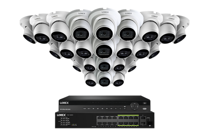 Lorex 4K (32 Camera Capable) Wired NVR System with Nocturnal 3 Smart IP Dome Cameras Featuring Listen-In Audio and 30FPS Recording