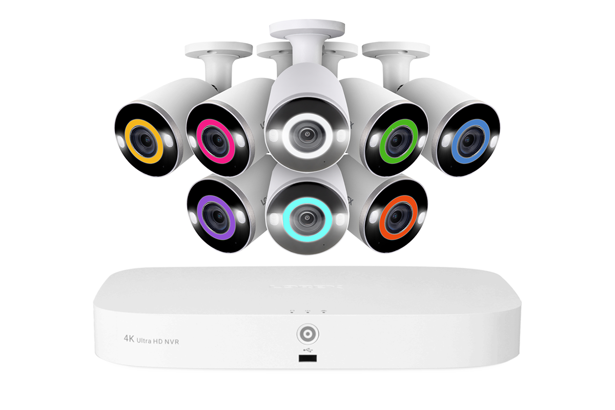 Lorex Fusion 4K 16 Camera Capable (8 Wired and 8 Wi-Fi) 2TB Wired NVR System with Bullet Cameras Featuring Smart Security Lighting - 8