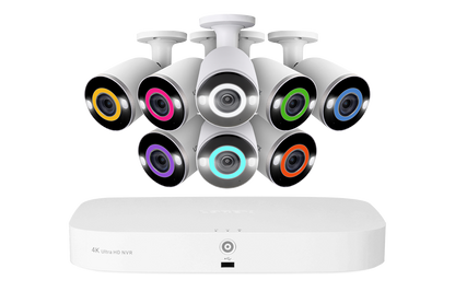 Lorex Fusion 4K 16 Camera Capable (8 Wired and 8 Wi-Fi) 2TB Wired NVR System with Bullet Cameras Featuring Smart Security Lighting - 8