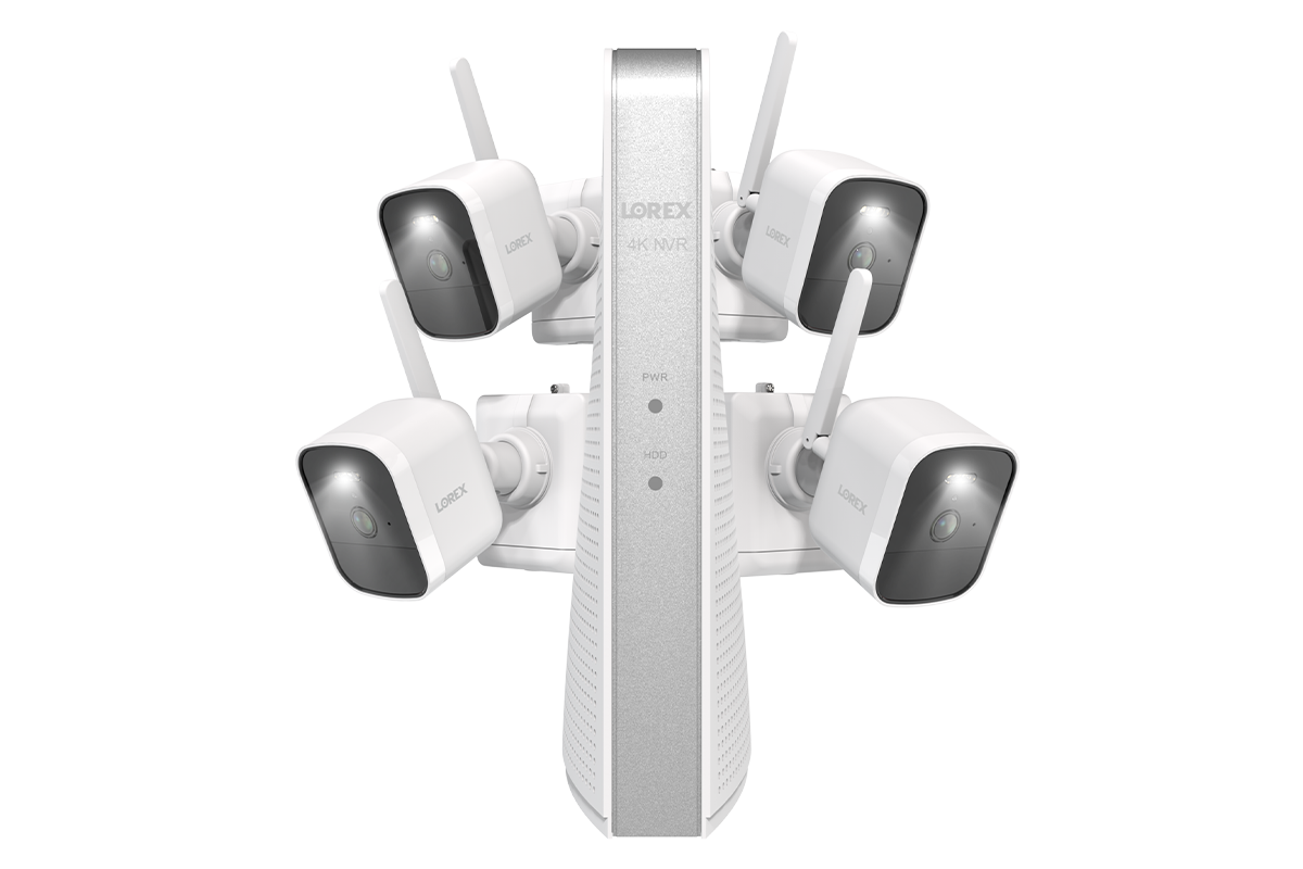 Lorex 4K NVR System with 4 White Battery-Operated Cameras