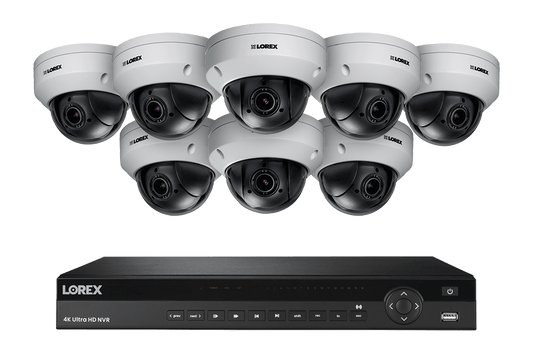 Lorex 4K (16 Camera Capable) 4TB NVR System with Eight 2K Pan Tilt Zoom IP Cameras