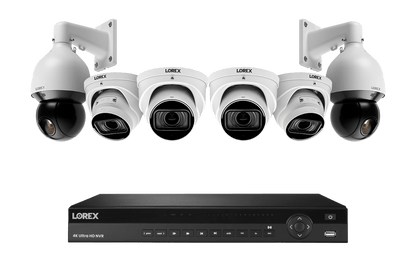 Lorex Nocturnal 4 4K (16 Camera Capable) 4TB NVR System with 4 Smart IP Dome Cameras and 2 Pan Tilt Zoom IP Cameras - White