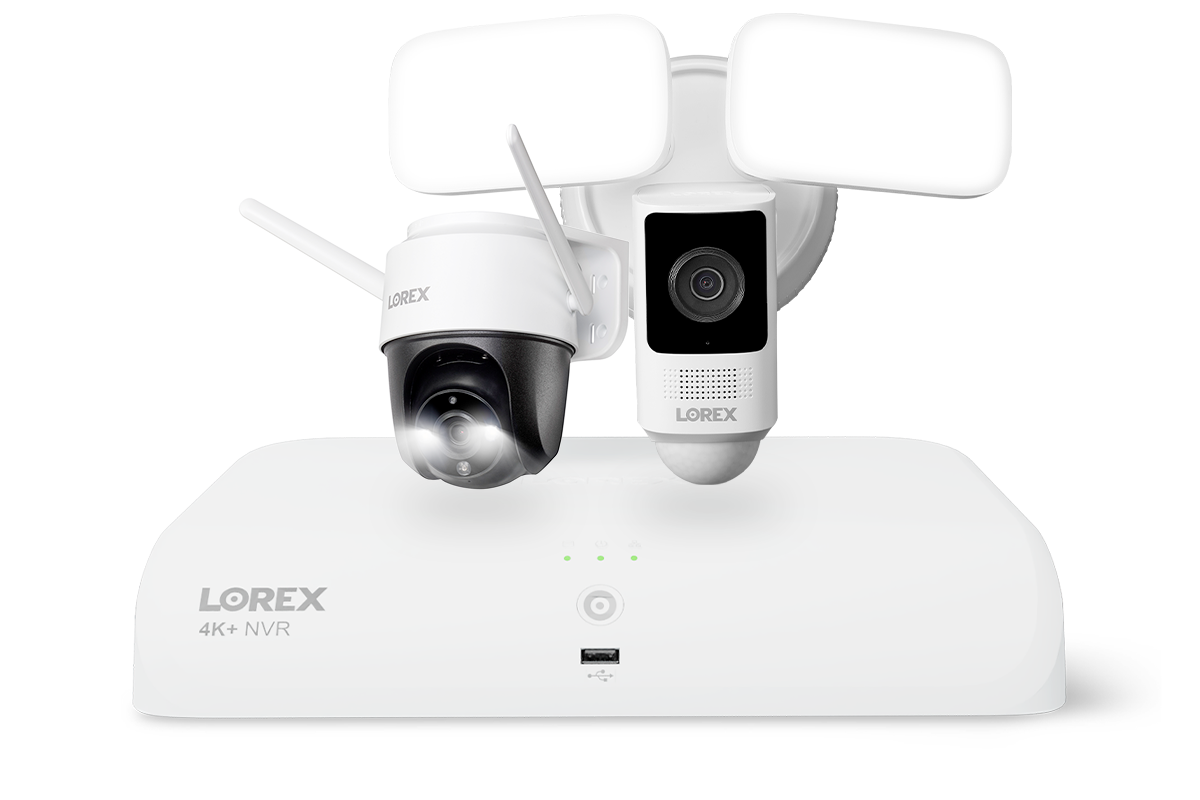 Lorex Wireless Fusion 4K+ NVR with 2K WiFi Floodlight and 2K WiFi