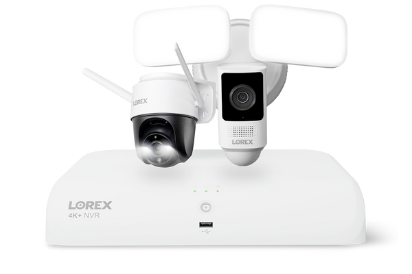 Lorex Wireless Fusion - 4K+ NVR with 2K Wi-Fi Floodlight and 2K Wi-Fi Outdoor Pan-Tilt Camera