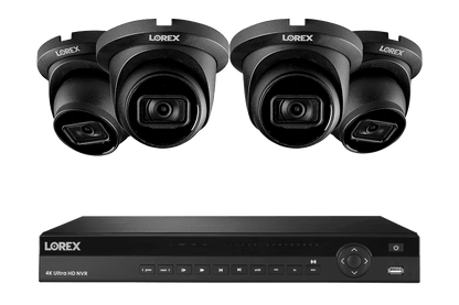 Lorex 4K (16 Camera Capable) 4TB Wired NVR System with Nocturnal 3 Smart IP Dome Cameras with Listen-In Audio and 30FPS - Black 4