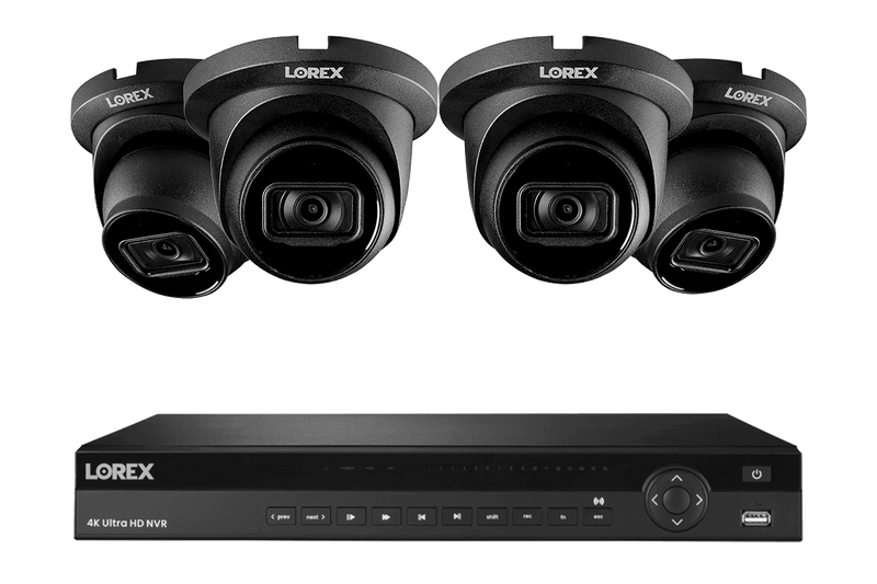 Lorex 4K (16 Camera Capable) 4TB Wired NVR System with Nocturnal 3 Smart IP Dome Cameras with Listen-In Audio and 30FPS - Black 4