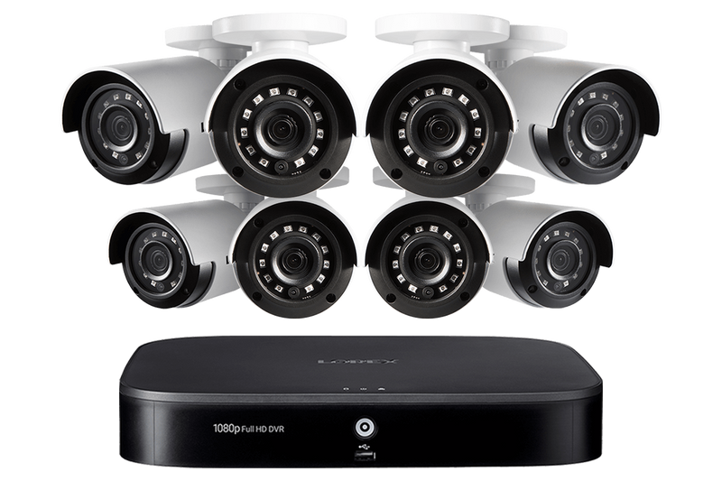 1080p HD 8-Channel Security System with eight 1080p HD Weatherproof Bullet Security Camera and Advanced Motion Detection