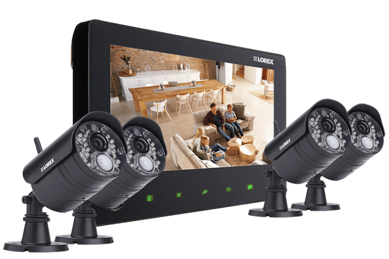 720p Wireless Video Surveillance System for home, 4 outdoor cameras with audio and 65FT night vision 