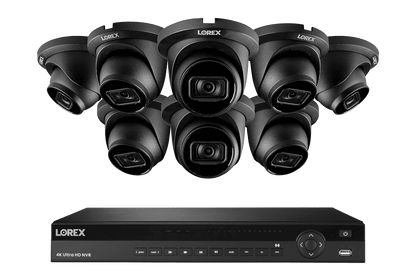 Lorex 4K 16-Channel 4TB Wired NVR System featuring 8 Nocturnal Security Cameras with Real-Time 30FPS Recording and Listen-in Audio