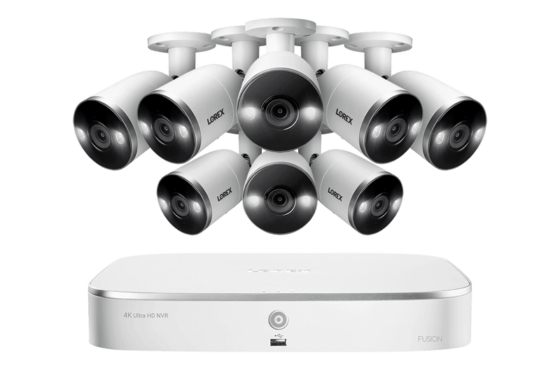 8-Channel 4K Ultra HD Fusion NVR System with 8 Smart Deterrence 4K (8MP) IP Cameras