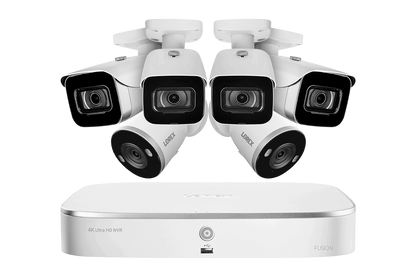 Lorex Fusion 4K 16 Camera Capable (8 Wired + 8 Wi-Fi) 2TB NVR System with 4 IP Bullet Cameras and 2 Wi-Fi Cameras