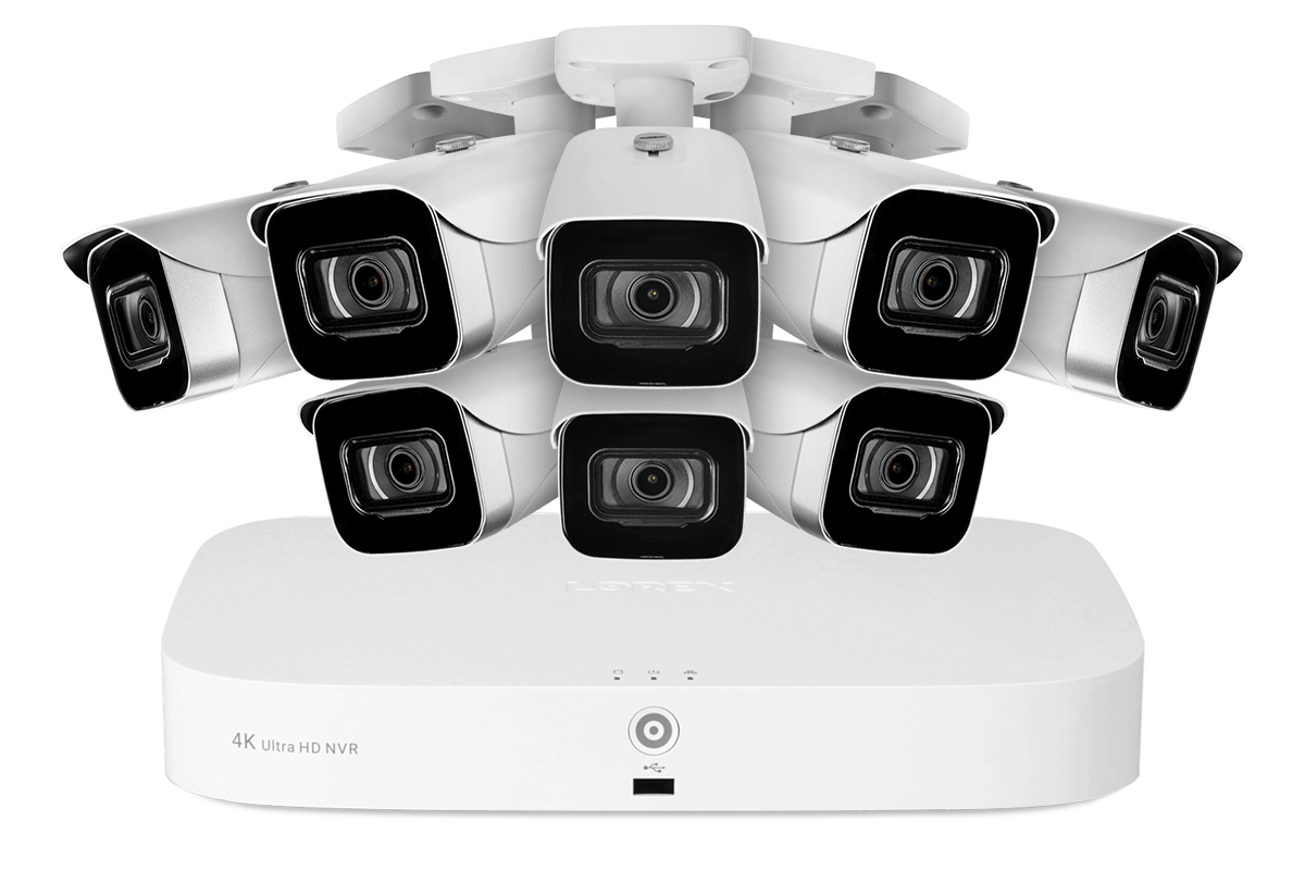 4K 8-channel 2TB Wired NVR System with 8 Cameras