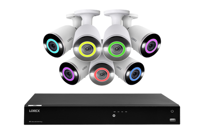 Lorex Fusion 4K (16 Camera Capable) 4TB Wired NVR System with 7 Bullet Camera Featuring Smart Security Lighting and 2-Way Audio