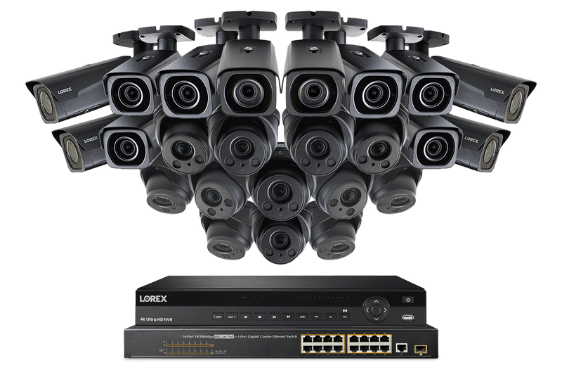 4K Nocturnal IP System with 32-channel NVR, Twelve 4K Dome and Twelve 4K Motorized Zoom Bullet IP Cameras