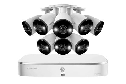 Lorex Fusion 4K 16-Channel (8 Wired + 8 Wi-Fi) NVR System with 8 Bullet Cameras Featuring Smart Deterrence and 2-Way Audio