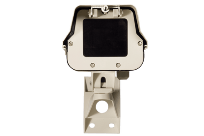 Weatherproof security camera enclosure with heater and blower