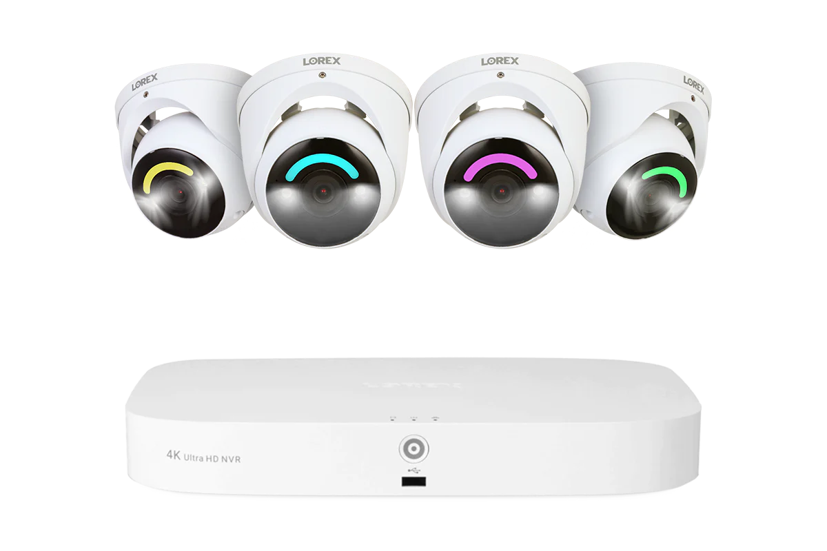 Lorex Fusion 4K 16 Camera Capable (8 Wired and 8 Fusion Wi-Fi) 2TB Wired NVR System with 4 Dome Cameras Featuring Smart Security Lighting