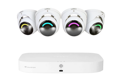 Lorex Fusion 4K 16 Camera Capable (8 Wired and 8 Fusion Wi-Fi) 2TB Wired NVR System with 4 Dome Cameras Featuring Smart Security Lighting
