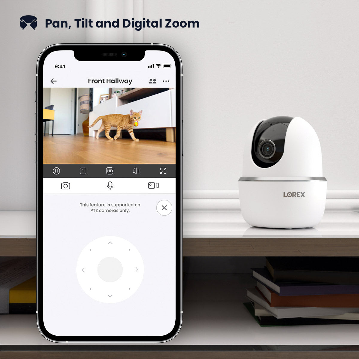 Lorex 2K Indoor Pan-Tilt Wi-Fi Pet Camera (32GB)