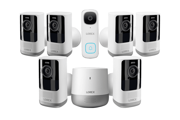 Lorex 2K Wire-Free Security System with Battery-Operated Cameras and 2K Wi-Fi Video Doorbell