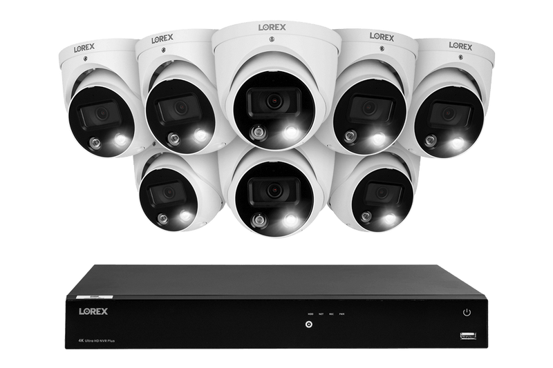 Lorex Fusion 4K (16 Camera Capable) 4TB Wired NVR System with Dome Cameras Featuring Smart Deterrence and Two-Way Talk