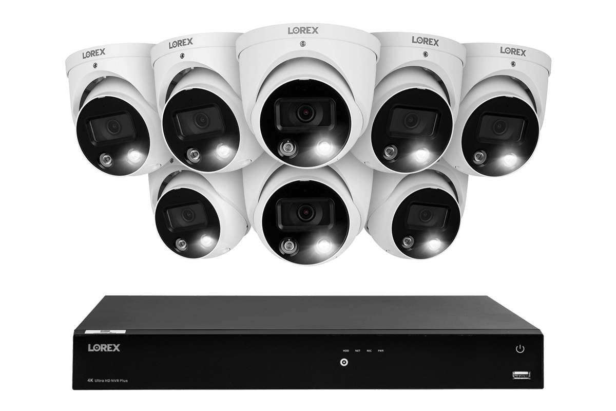 Lorex Fusion 4K (16 Camera Capable) 4TB Wired NVR System with Dome Cameras Featuring Smart Deterrence and Two-Way Talk